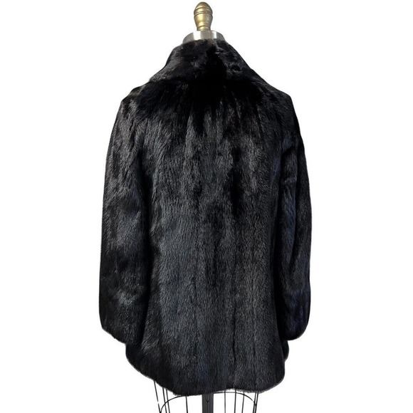 Mob wife Flemington Furs Mink Fur Ranch Natural Blk Mint Sz S/M Matching Hat vtg - Picture 9 of 16